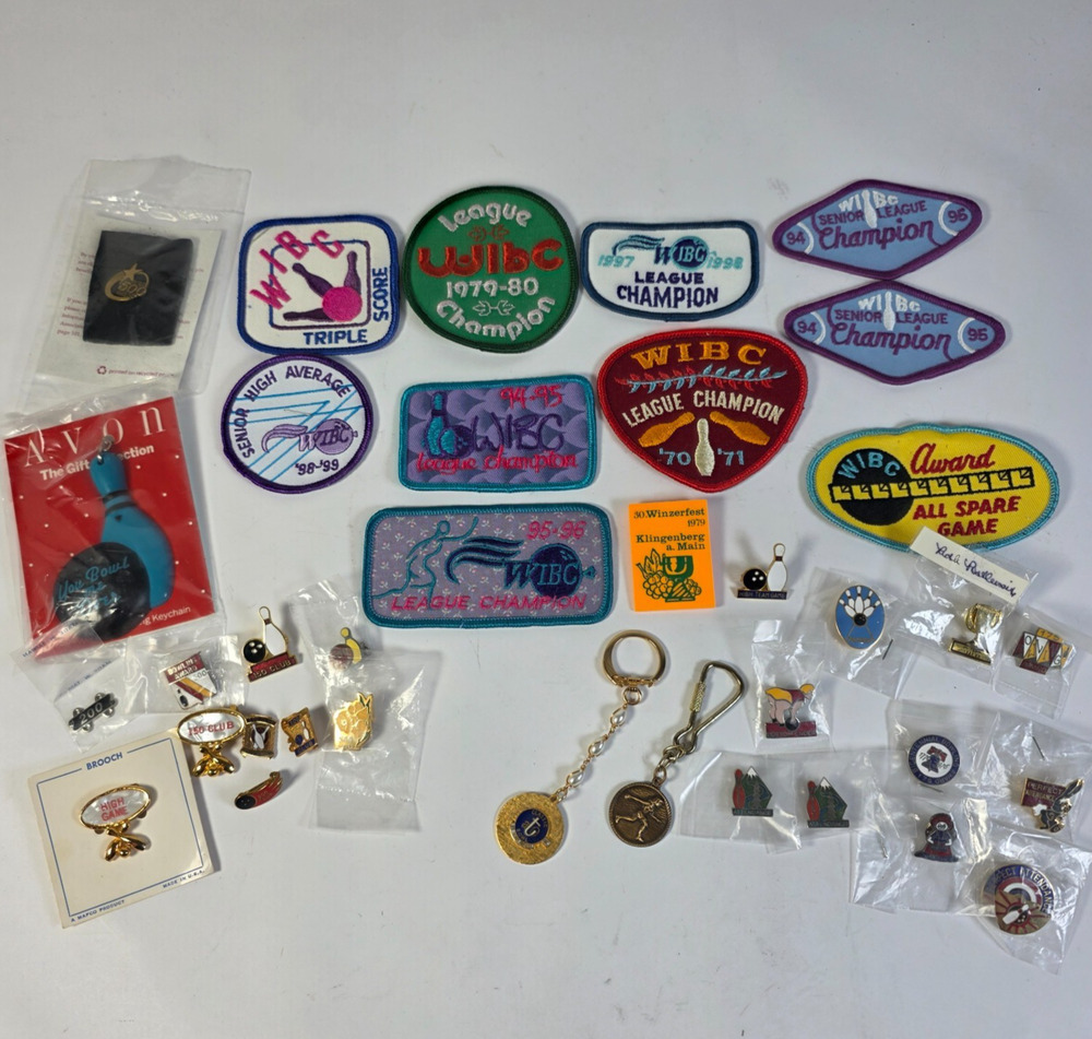 Vintage WIBC Bowling Pins Patches Lot of 35 League Champion Awards 1970s-2000s